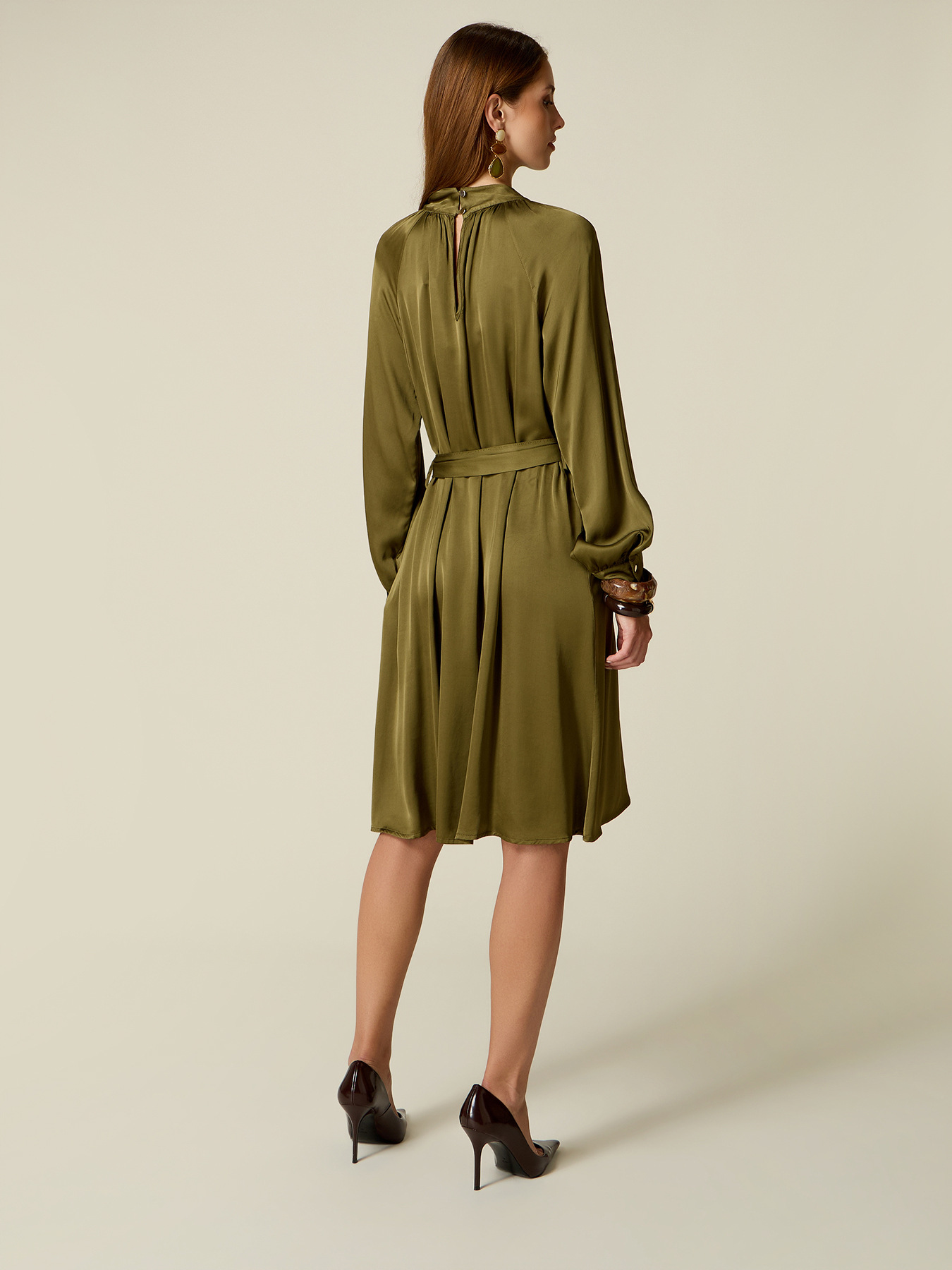 Satin dress with sash image number 1