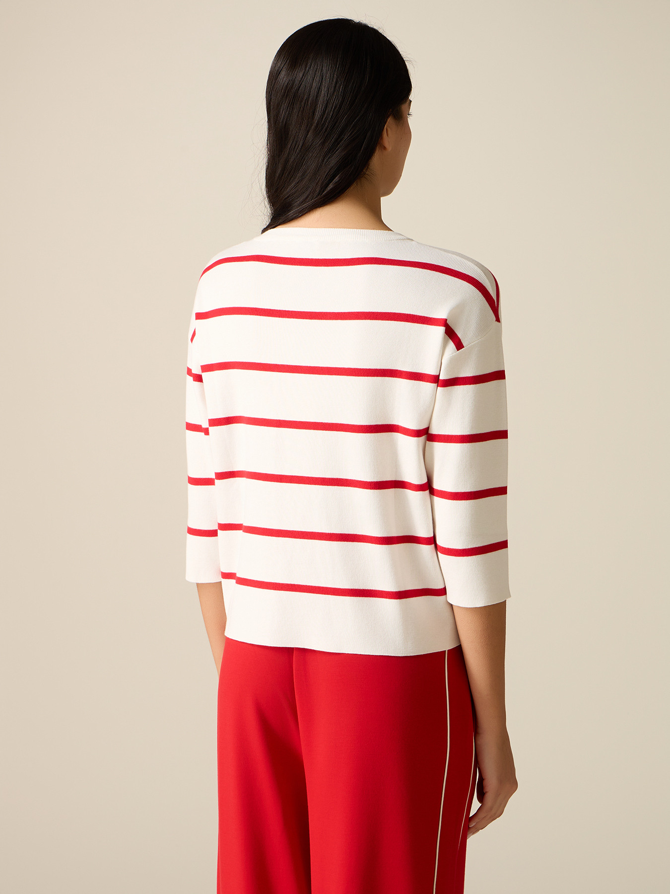 Striped sweater with jewel patch image number 1