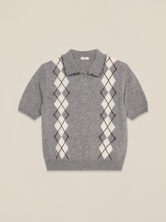 Wool/cashmere polo sweater