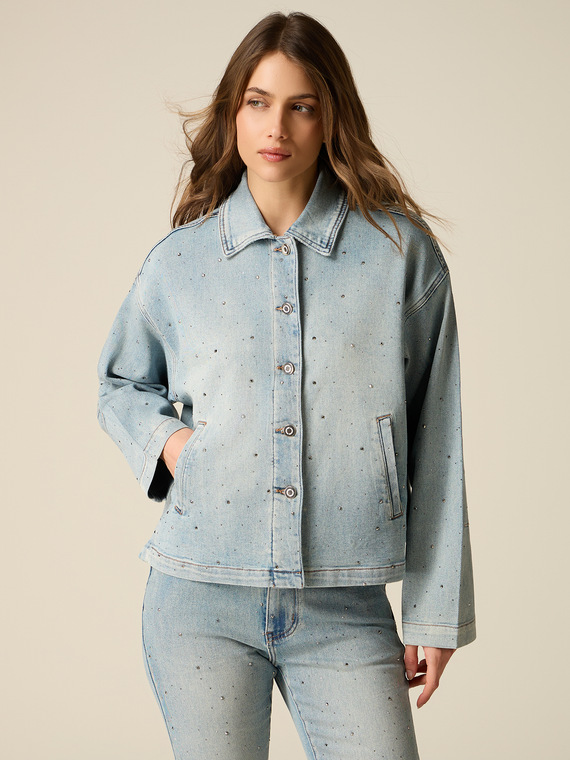 Denim jacket with crystals