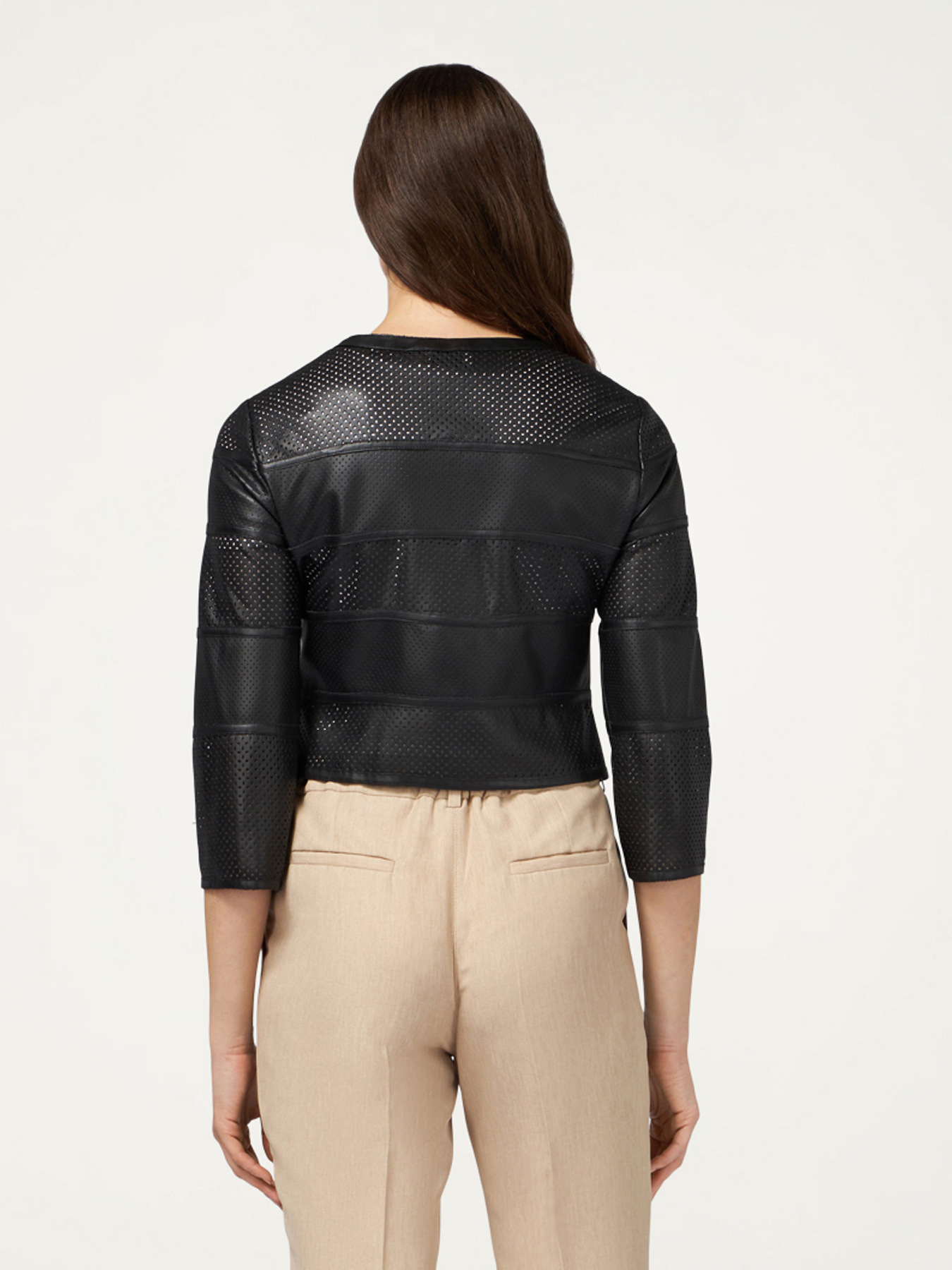 Giubbotto corto similpelle tagli laser image number 1