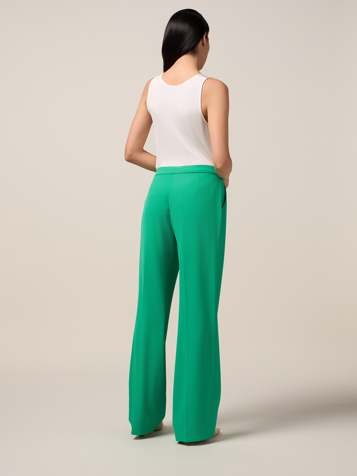 Wide leg pants in fluid fabric image number 1