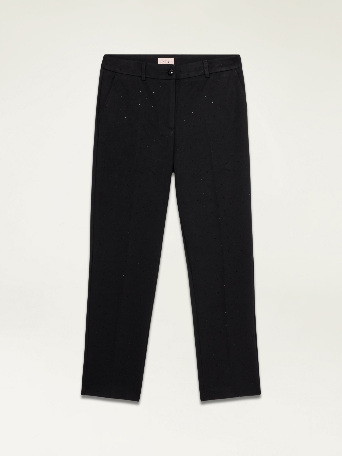 Pantaloni regular in punto milano con cristalli image number 4
