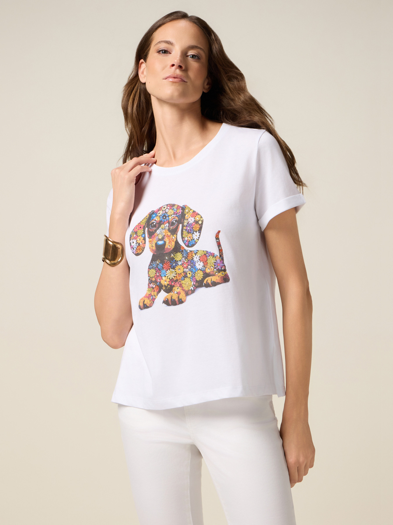T-shirt with print and appliqu&eacute;s image number 0