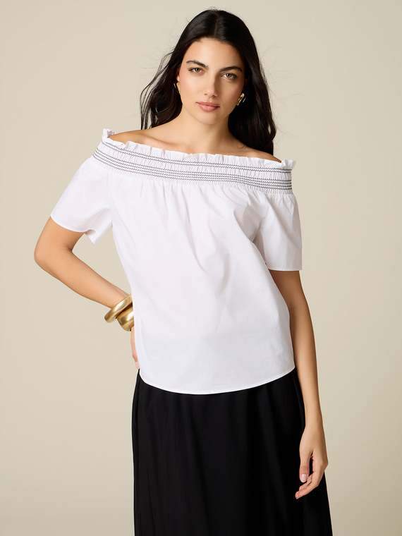Off-shoulder cotton blouse