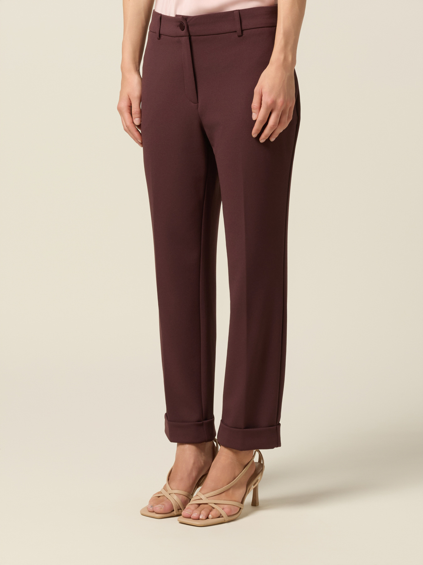 Pantaloni cropped in tessuto cr&ecirc;pe image number 2