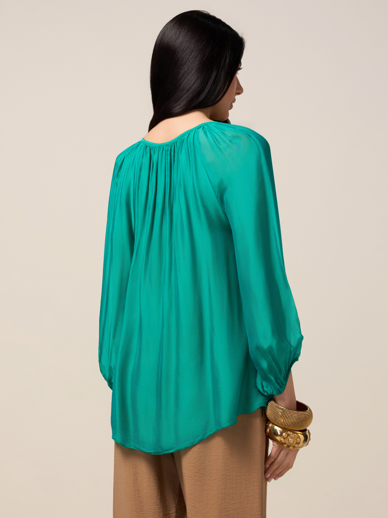 Blusa fluida mezcla de seda image number 1