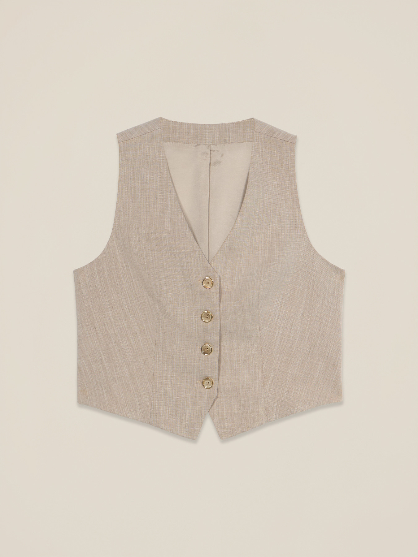 Short viscose blend vest image number 3