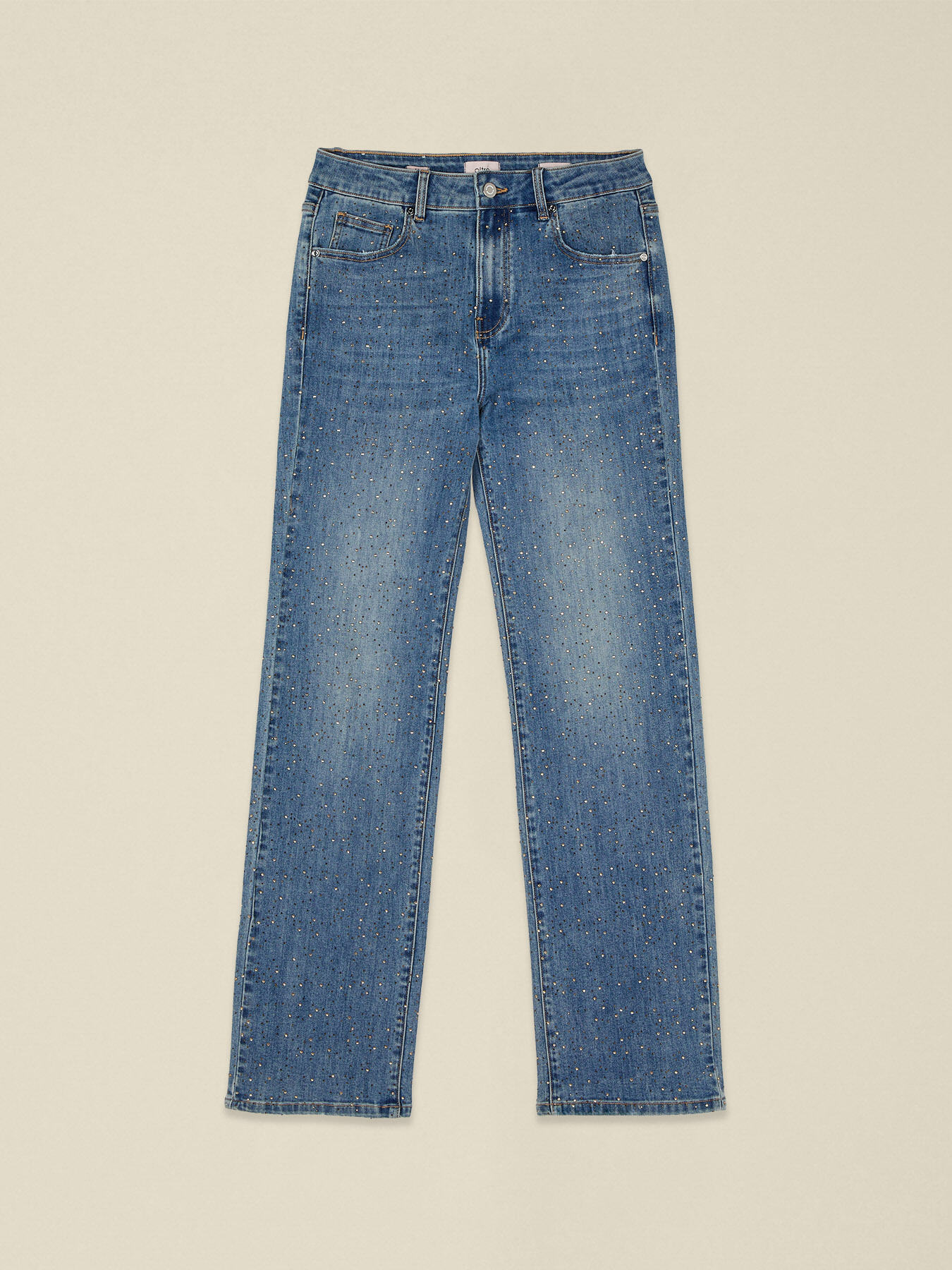 Regul&auml;re Jeans mit Kristallen image number 4