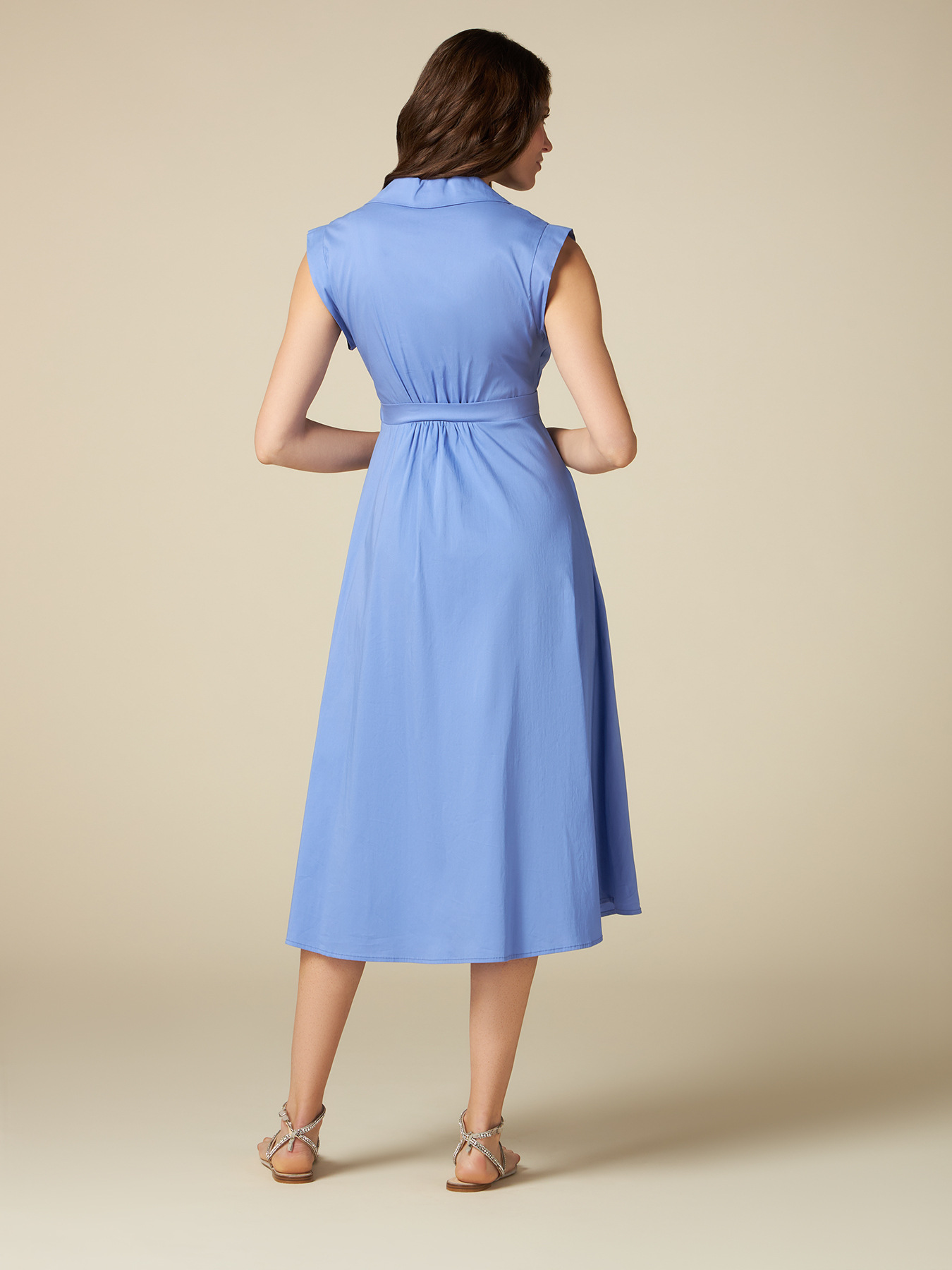 Sleeveless midi poplin dress image number 1