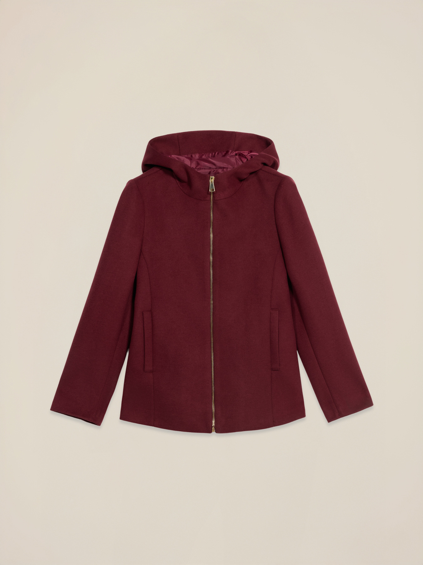 Short coat with hood and zip image number 3