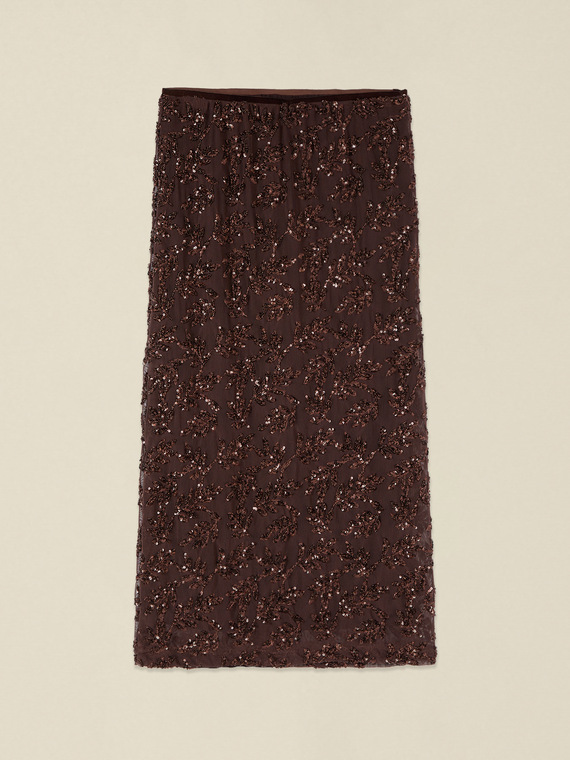 Gonna tubino in tulle con paillettes