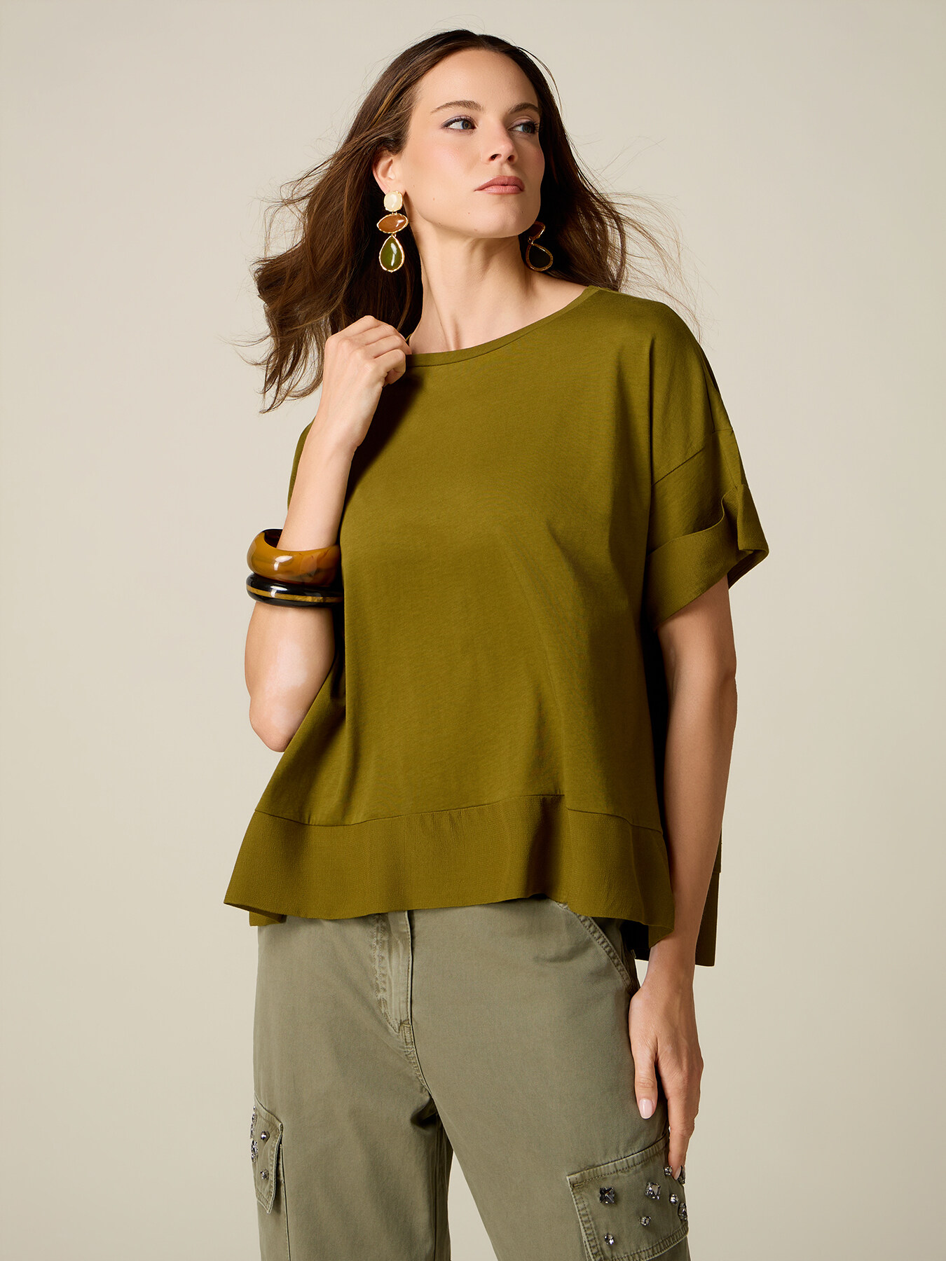 Bi-material oversized T-shirt image number 0