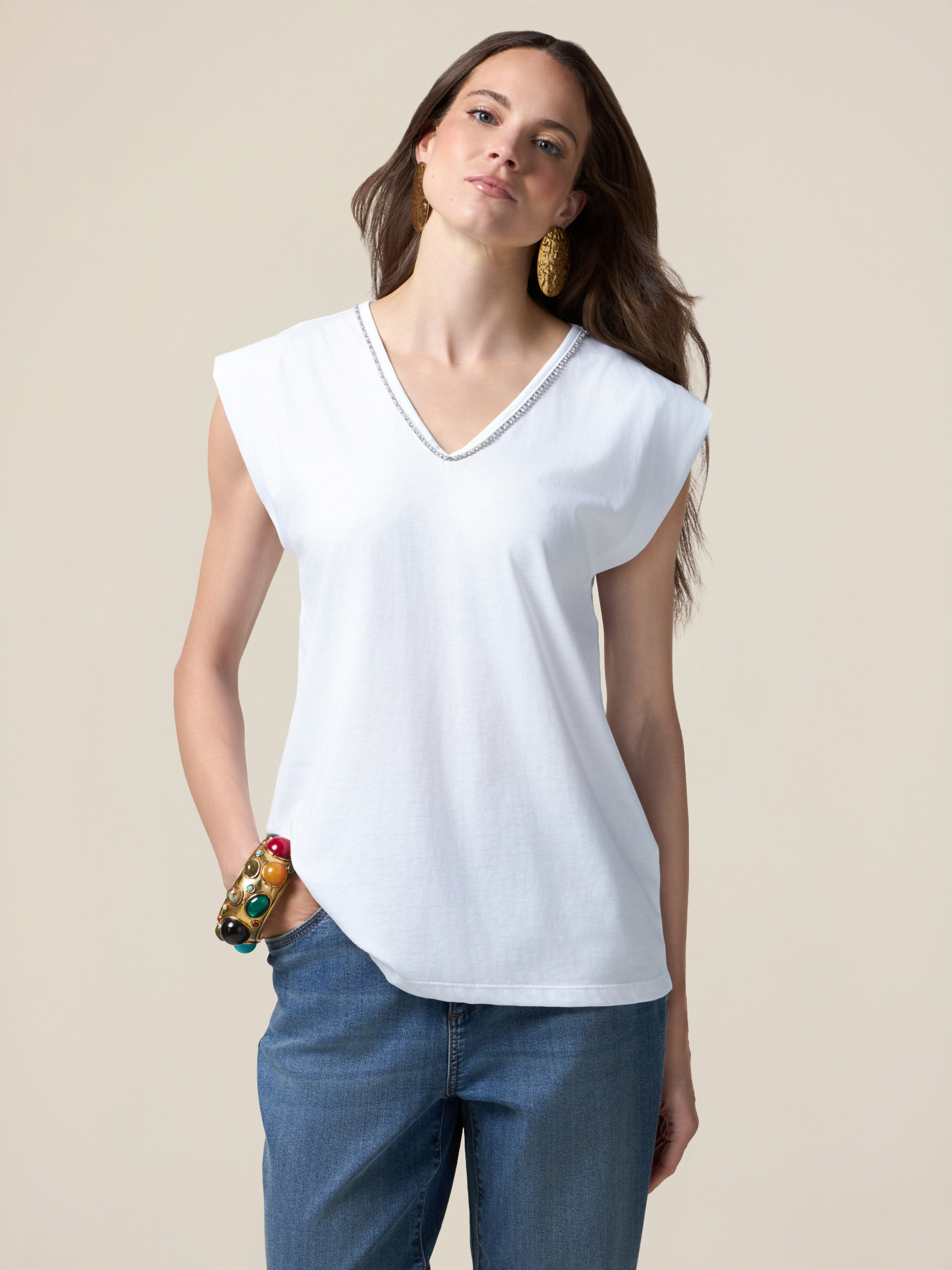 T-shirt with jewel chain image number 0