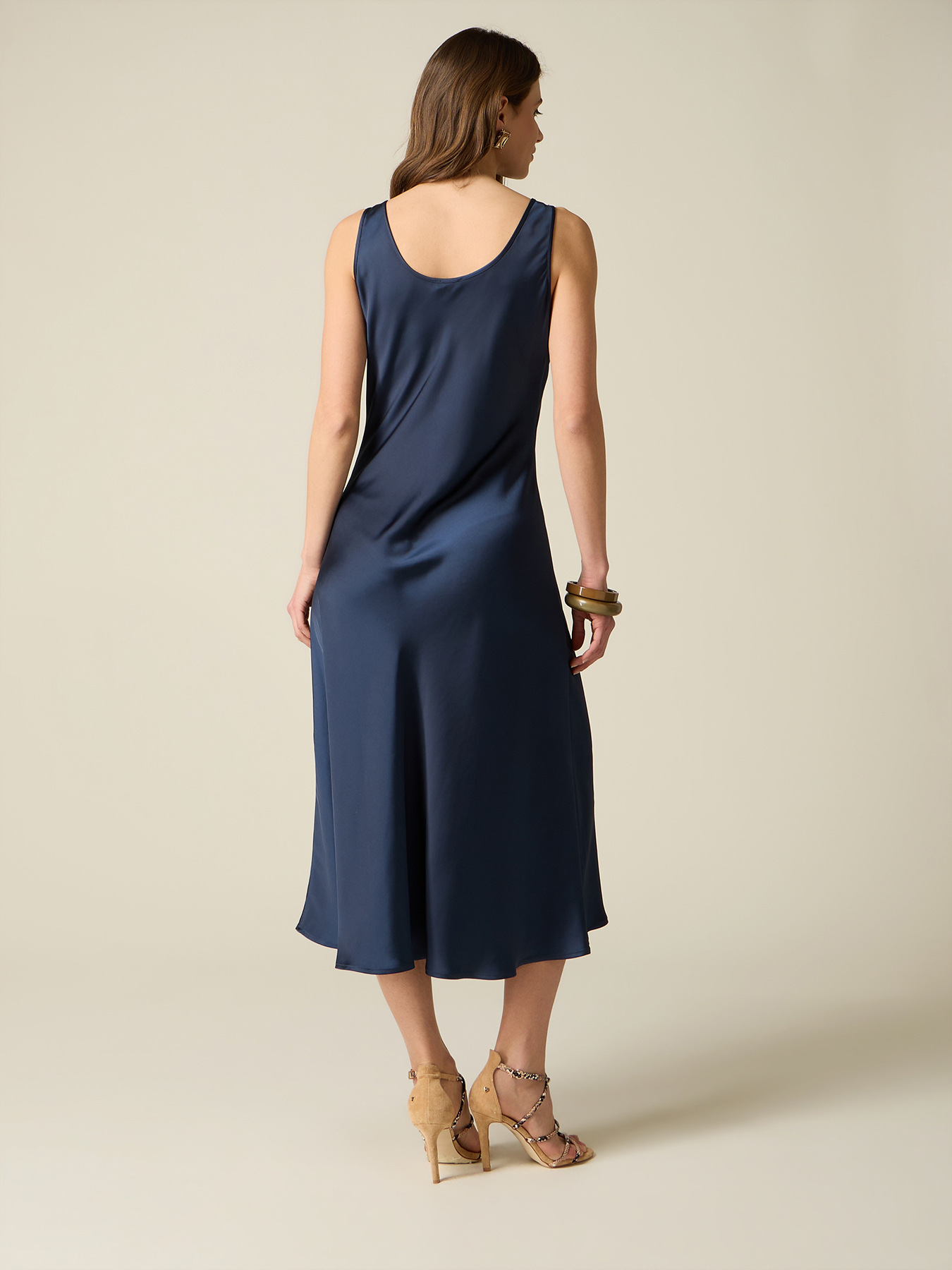 Midi satin dress with V-neckline image number 1