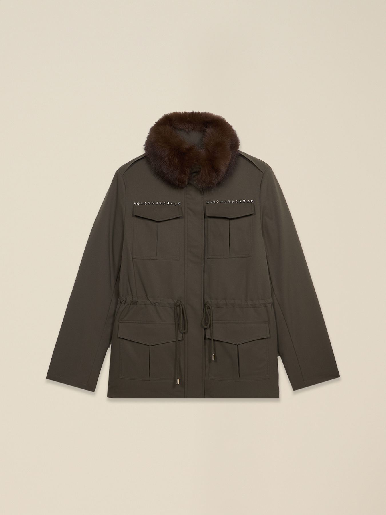 Parka in drill misto cotone con borchie image number 3