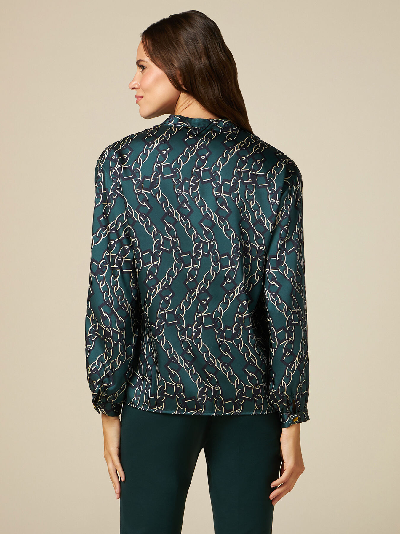 Bluse aus gemustertem Satin image number 1