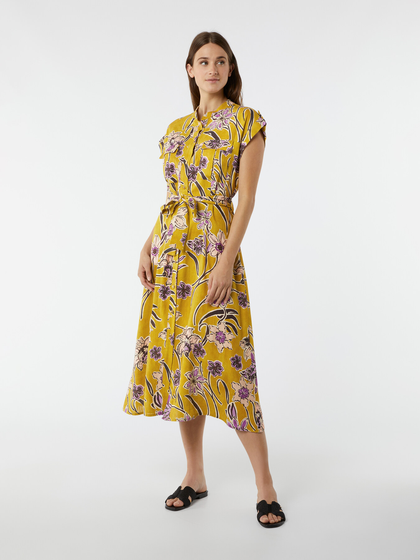 Patterned linen dress image number 0