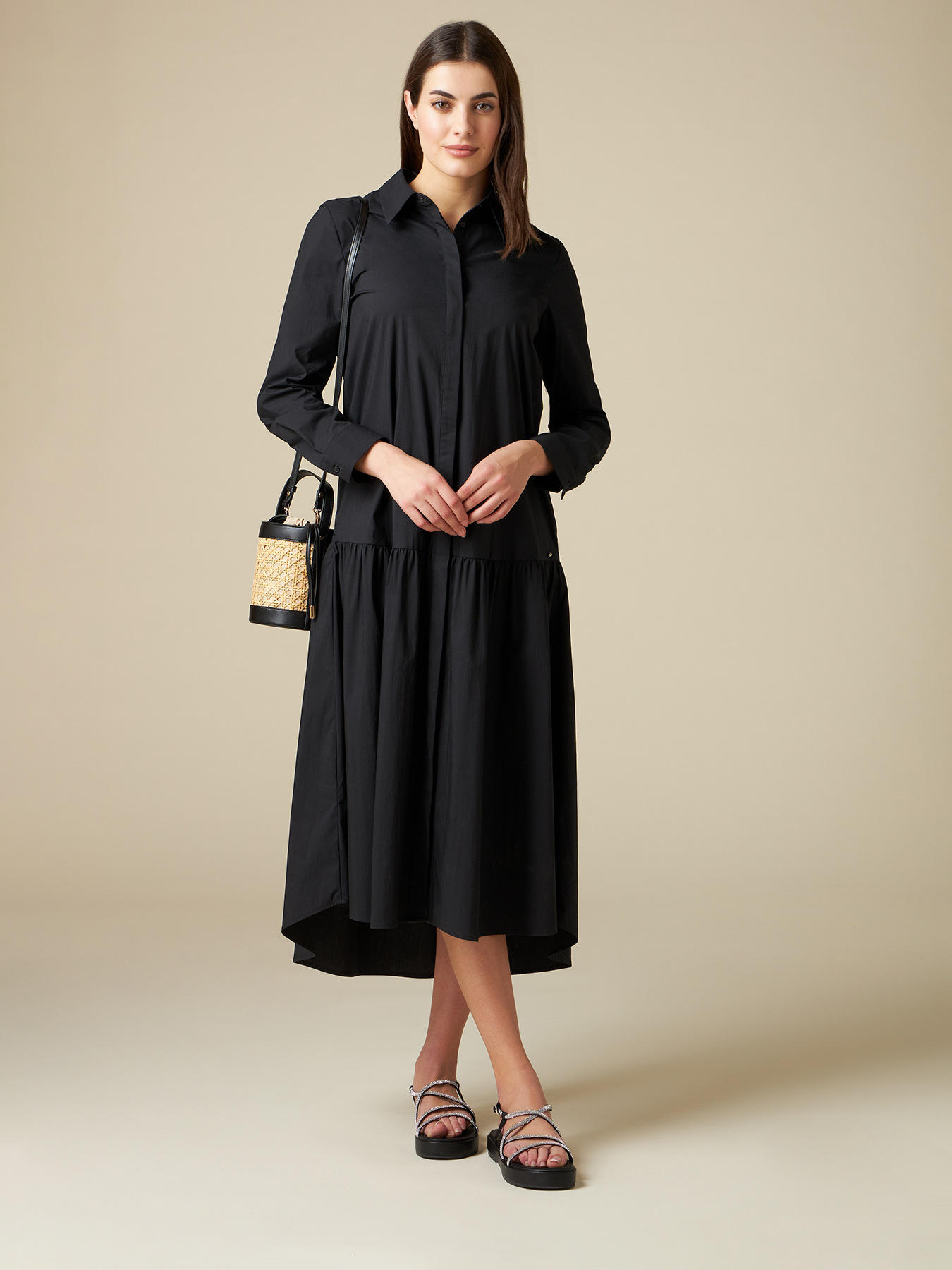 Long poplin dress image number 0