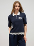 Polo shirt with embroidery and lace image number 0
