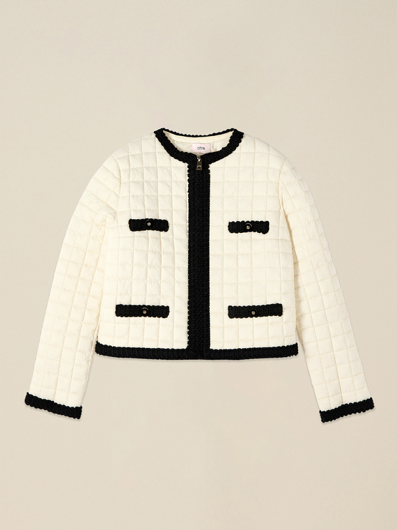 Bicolor quilted lightweight down jacket