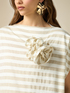 T-shirt over a righe con fiore image number 2