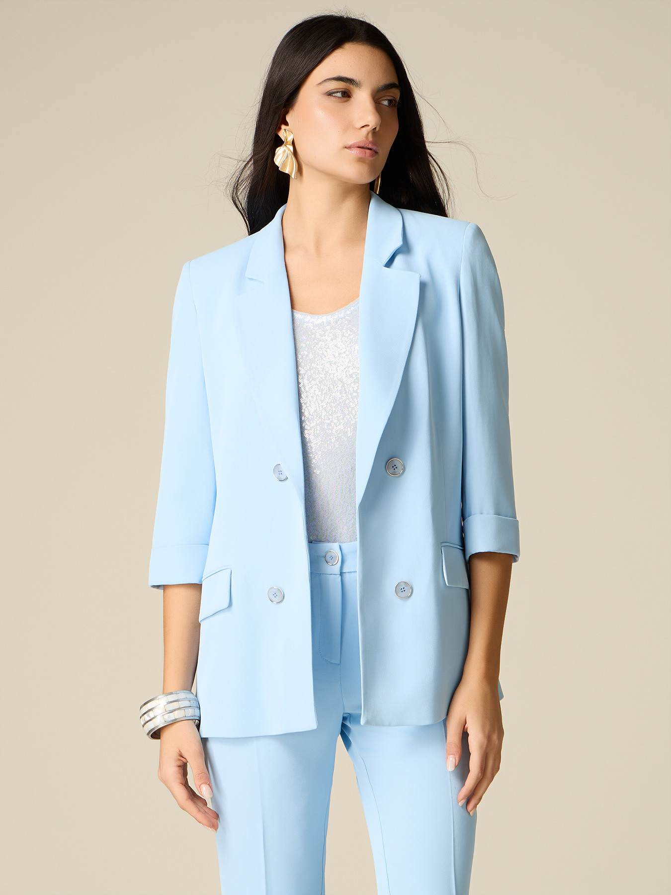 Blazer in tessuto cr&ecirc;pe image number 0