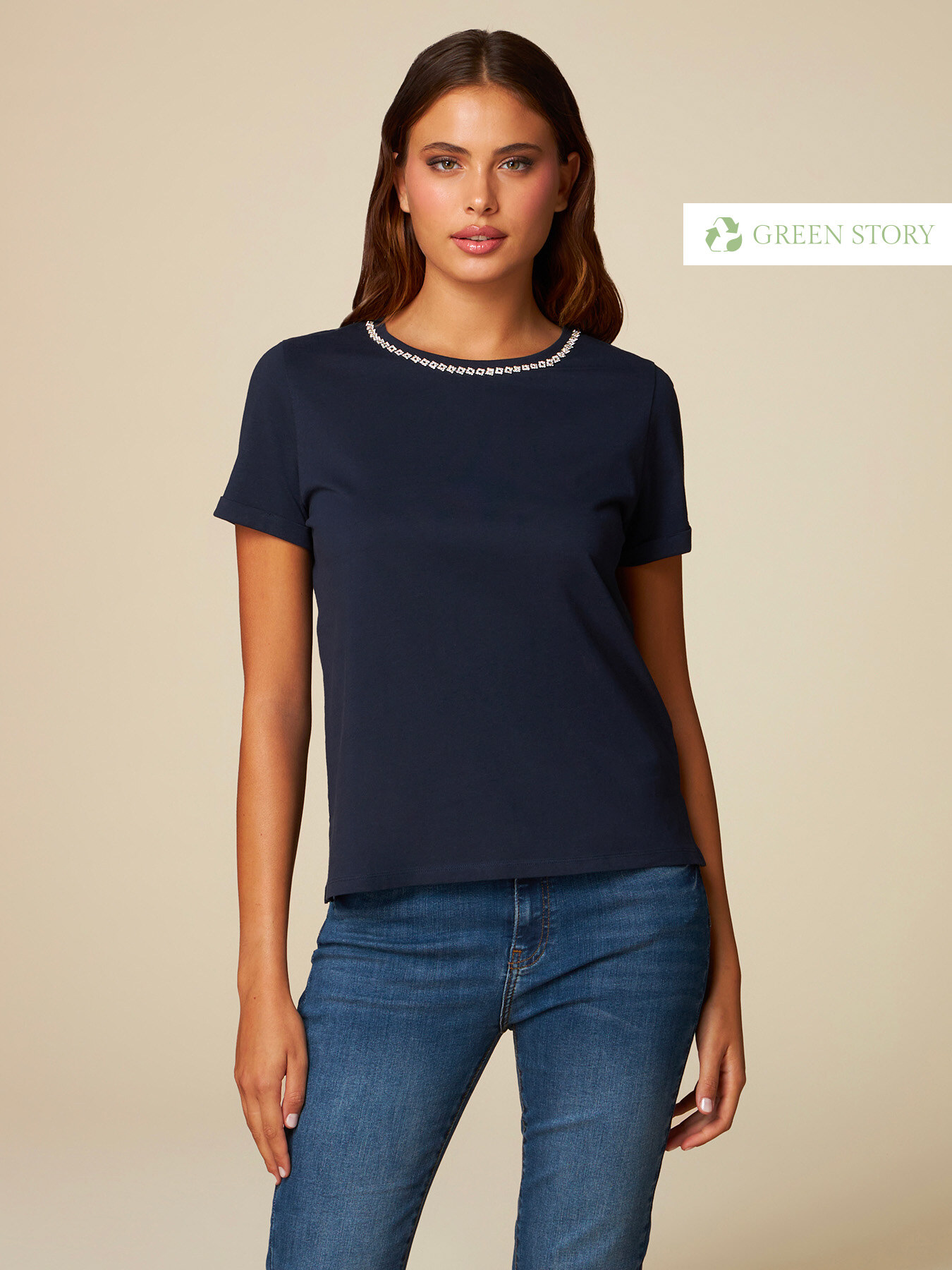 T-shirt eco-friendly con ricamo gioiello image number 0