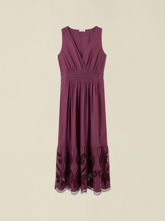 Long cotton dress with openwork details