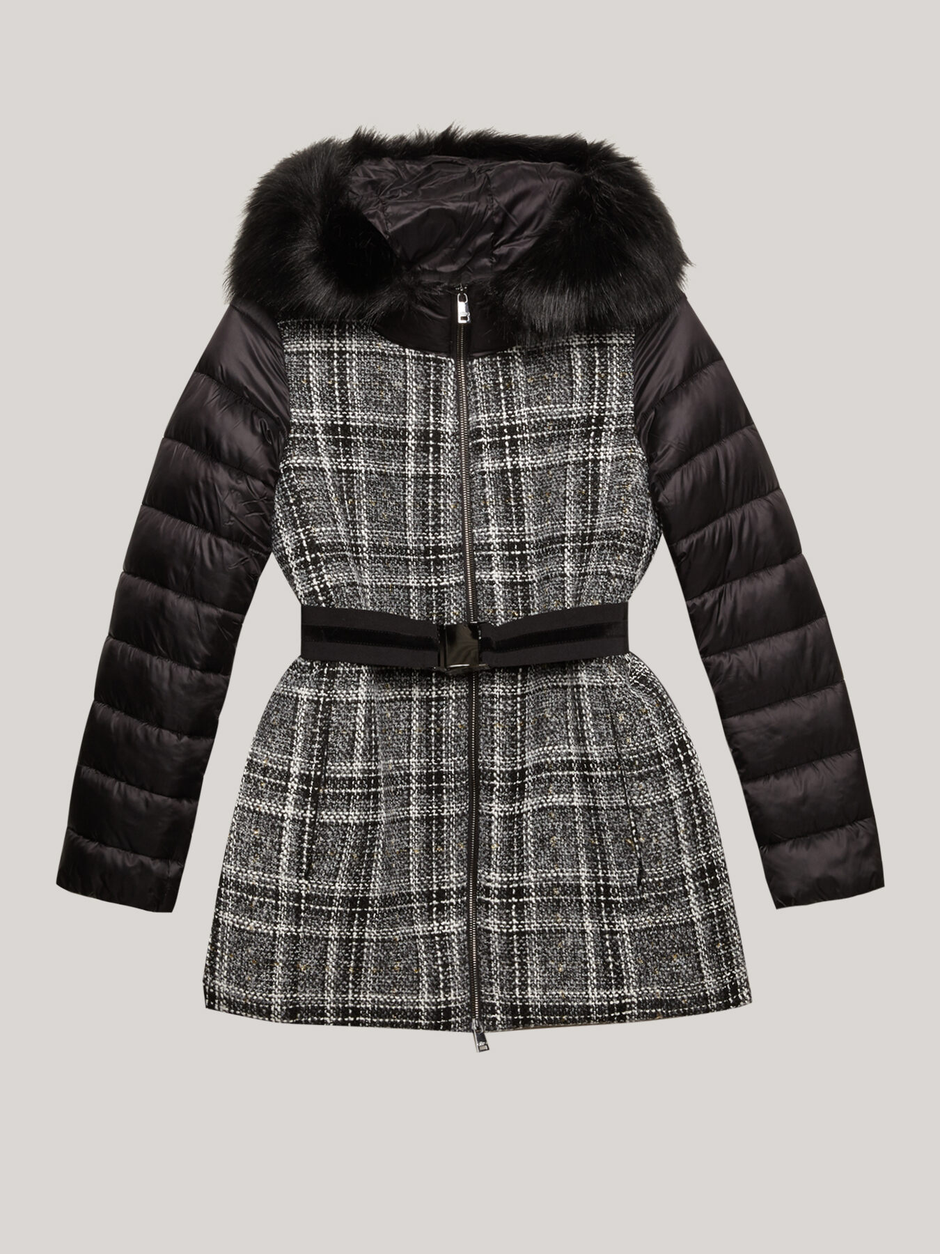 Piumino con inserto in tessuto image number 3