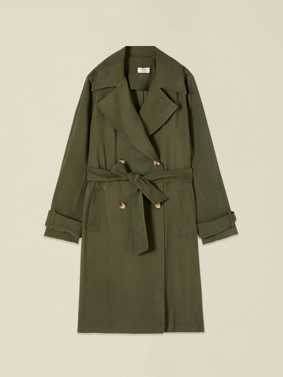 Double-breasted viscose blend trench coat