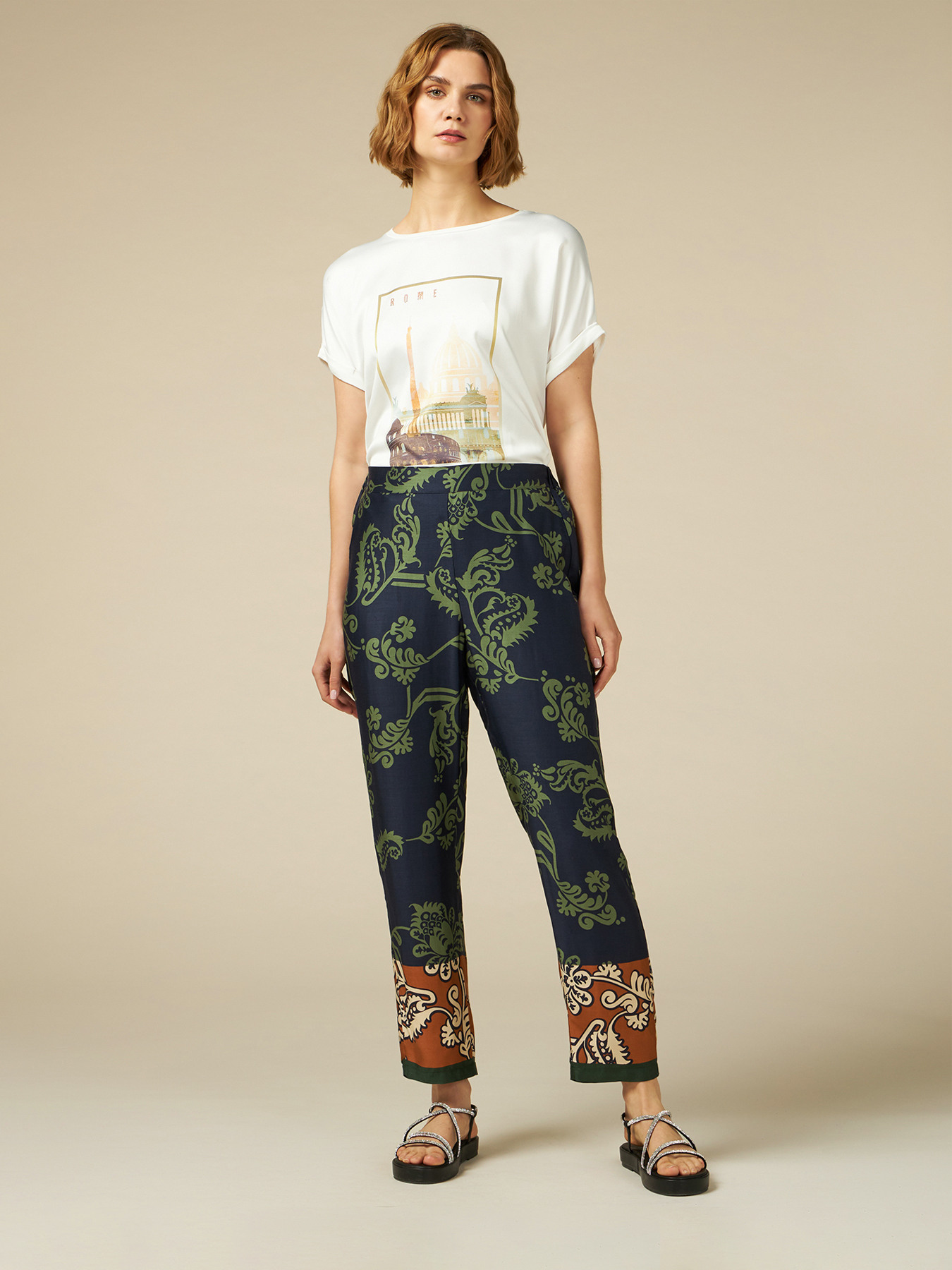 Patterned viscose joggers image number 0