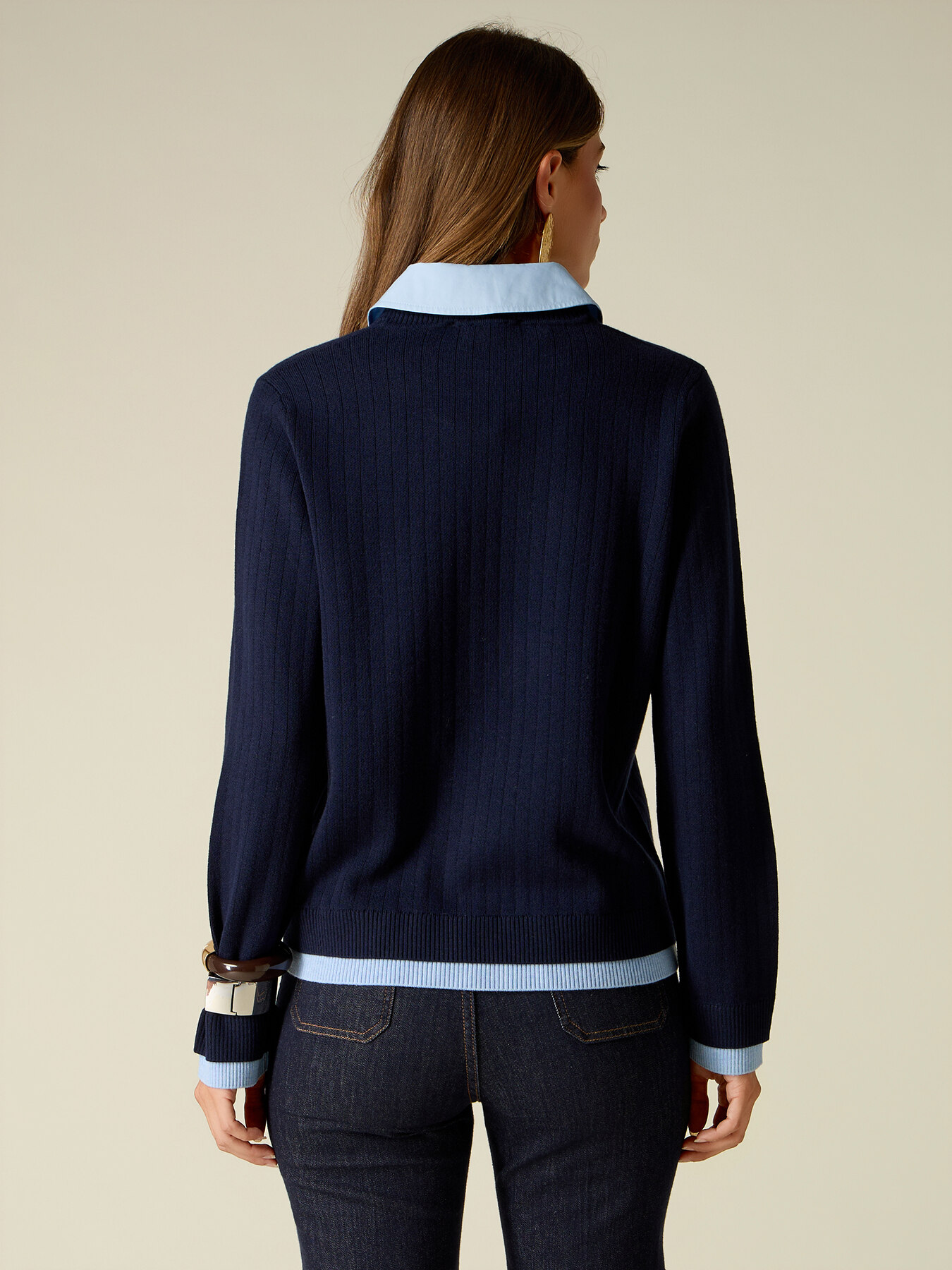 Cardigan with shirt collar image number 1