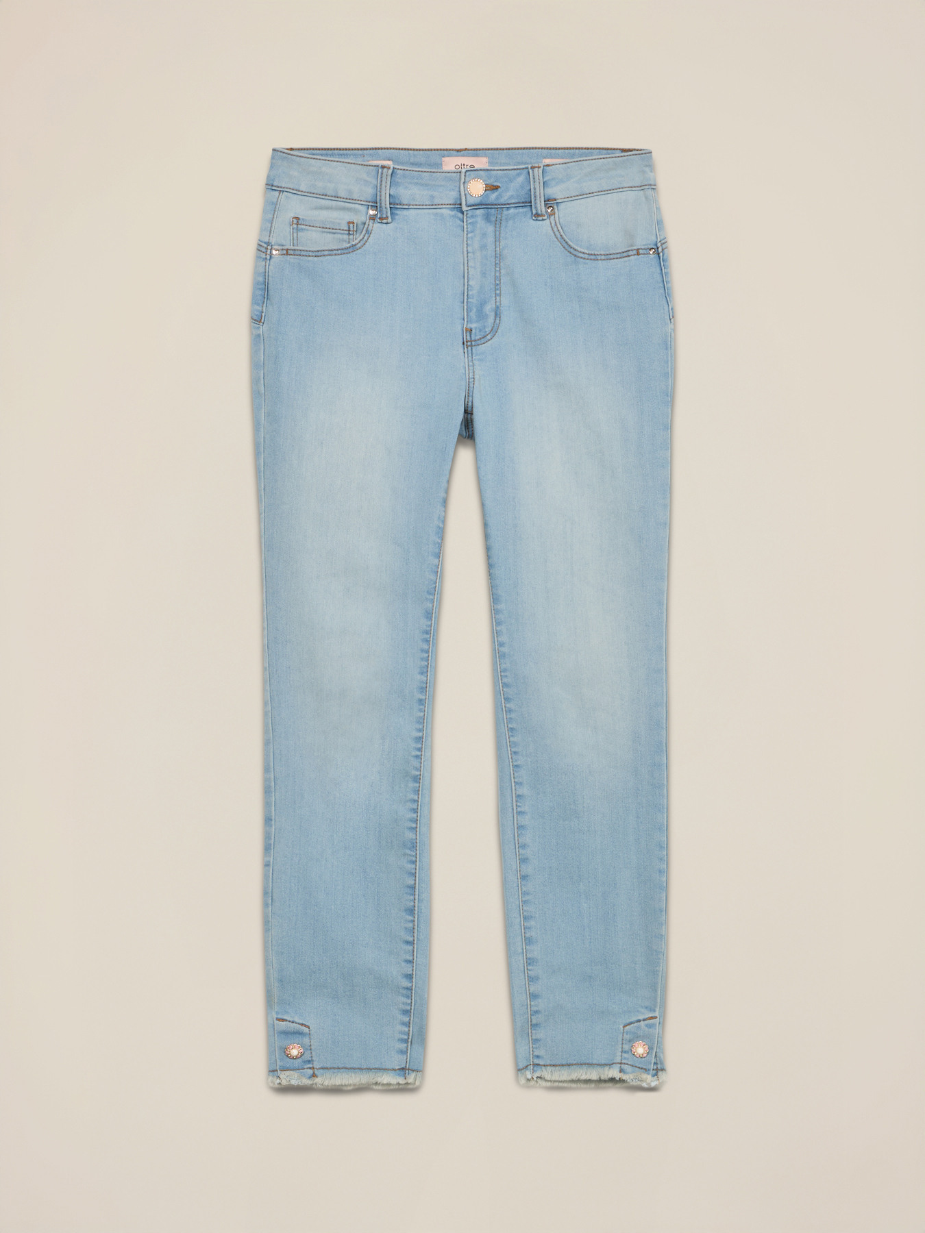 Skinny jeans with stone bleached effect and button details image number 4