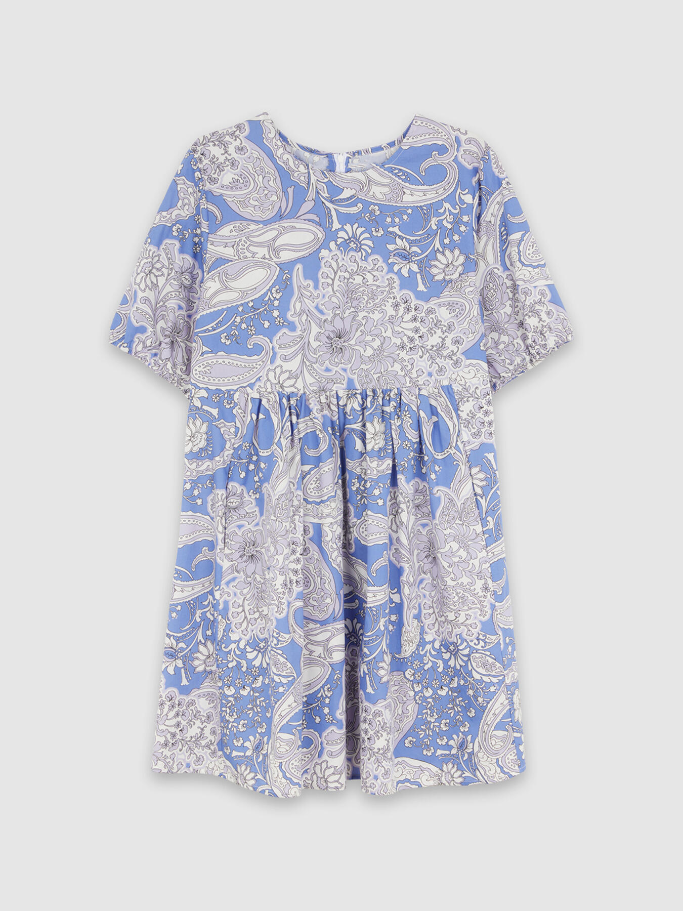 Short dress with patterned poplin image number 3