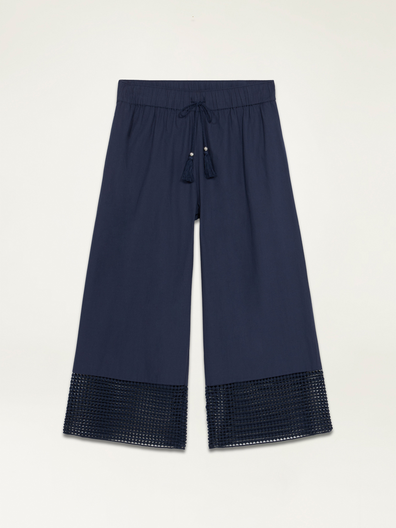 Cropped trousers with macramé inserts image number 0