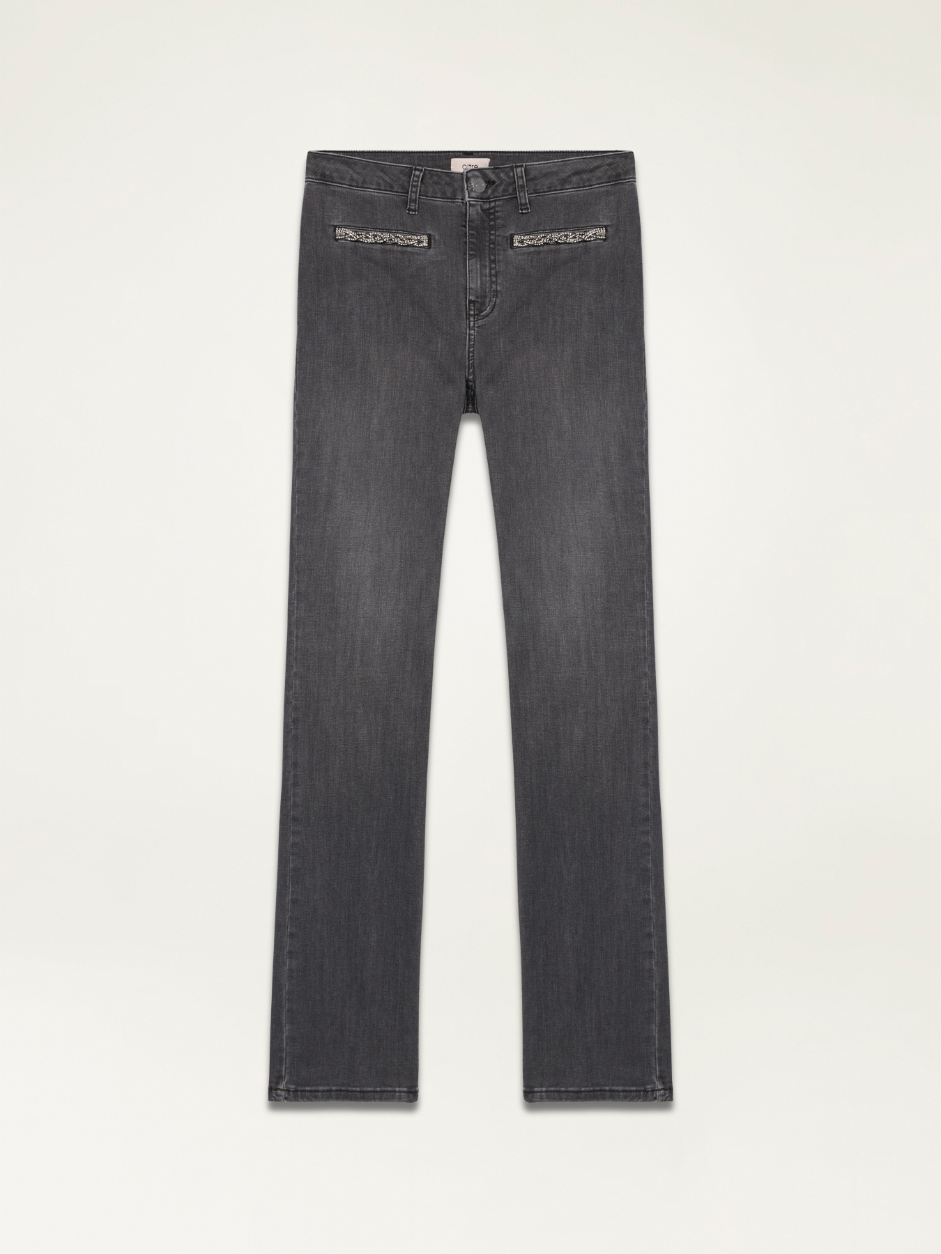 Vaqueros regular grises ecol&oacute;gicos con bordado joya image number 4