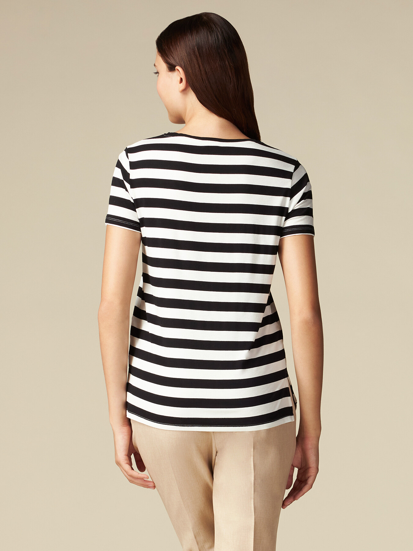 Camiseta de rayas con bordado de lentejuelas image number 1