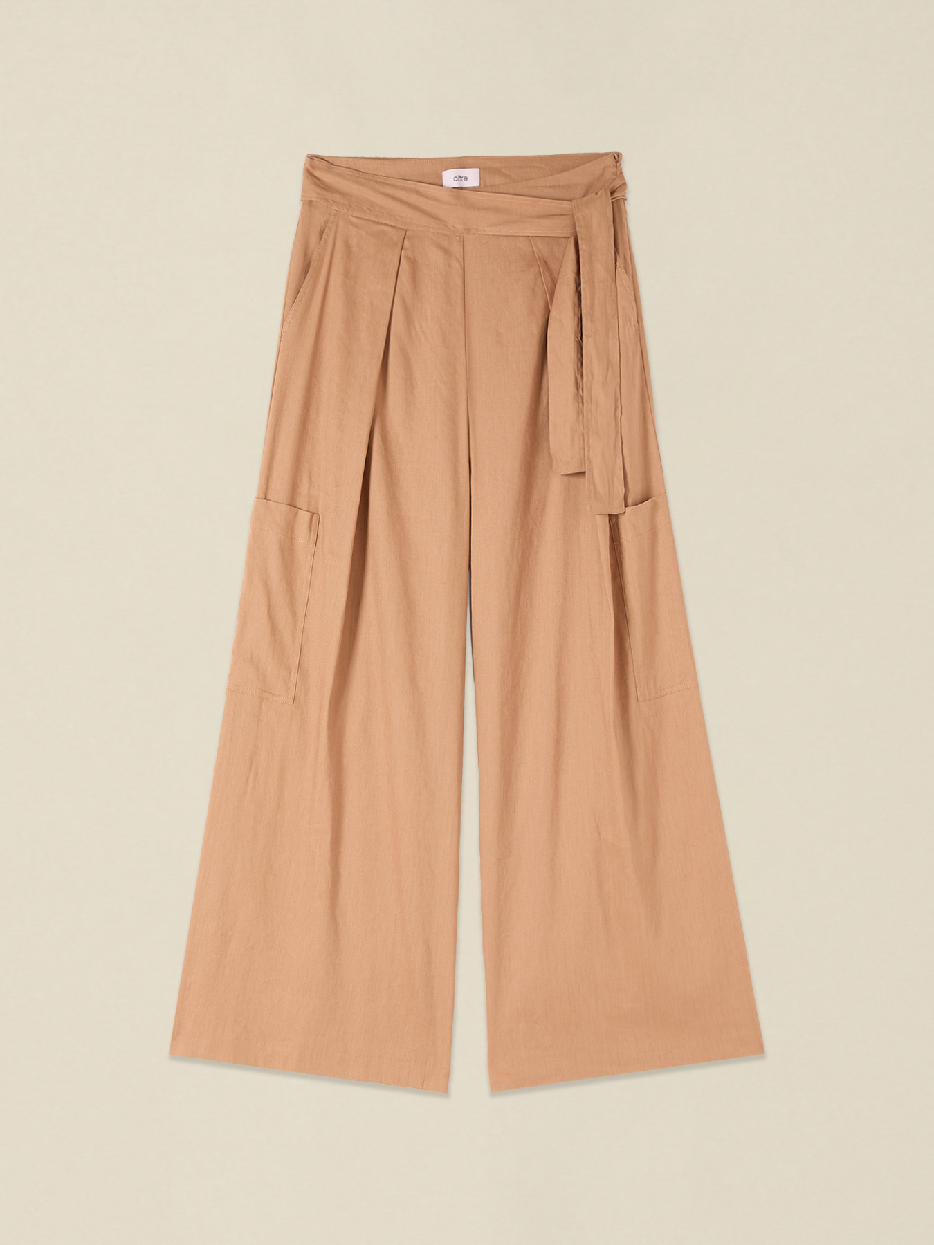 Linen blend cargo pants with sash image number 4