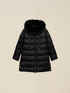 Midi down jacket with hood and furry trim image number 3