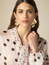 Patterned blouse with pleated scarf image number 2