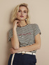T-shirt a righe con ricamo image number 0