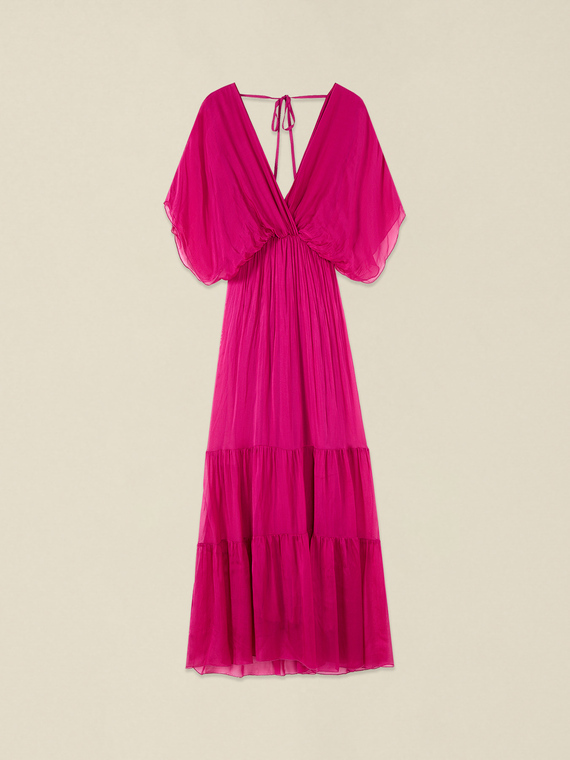Long dress in silk blend voile