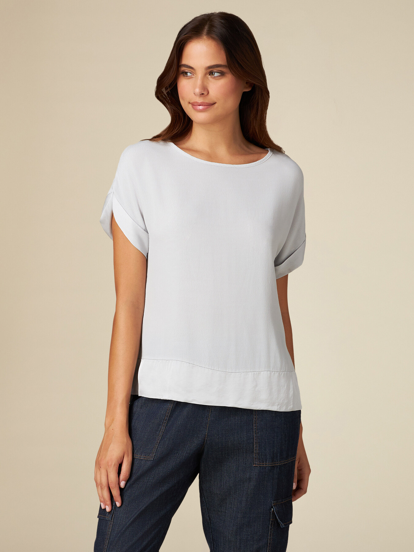 Blusa con dettagli in raso image number 0