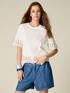 T-shirt en coton avec d&eacute;tails en macram&eacute; image number 0