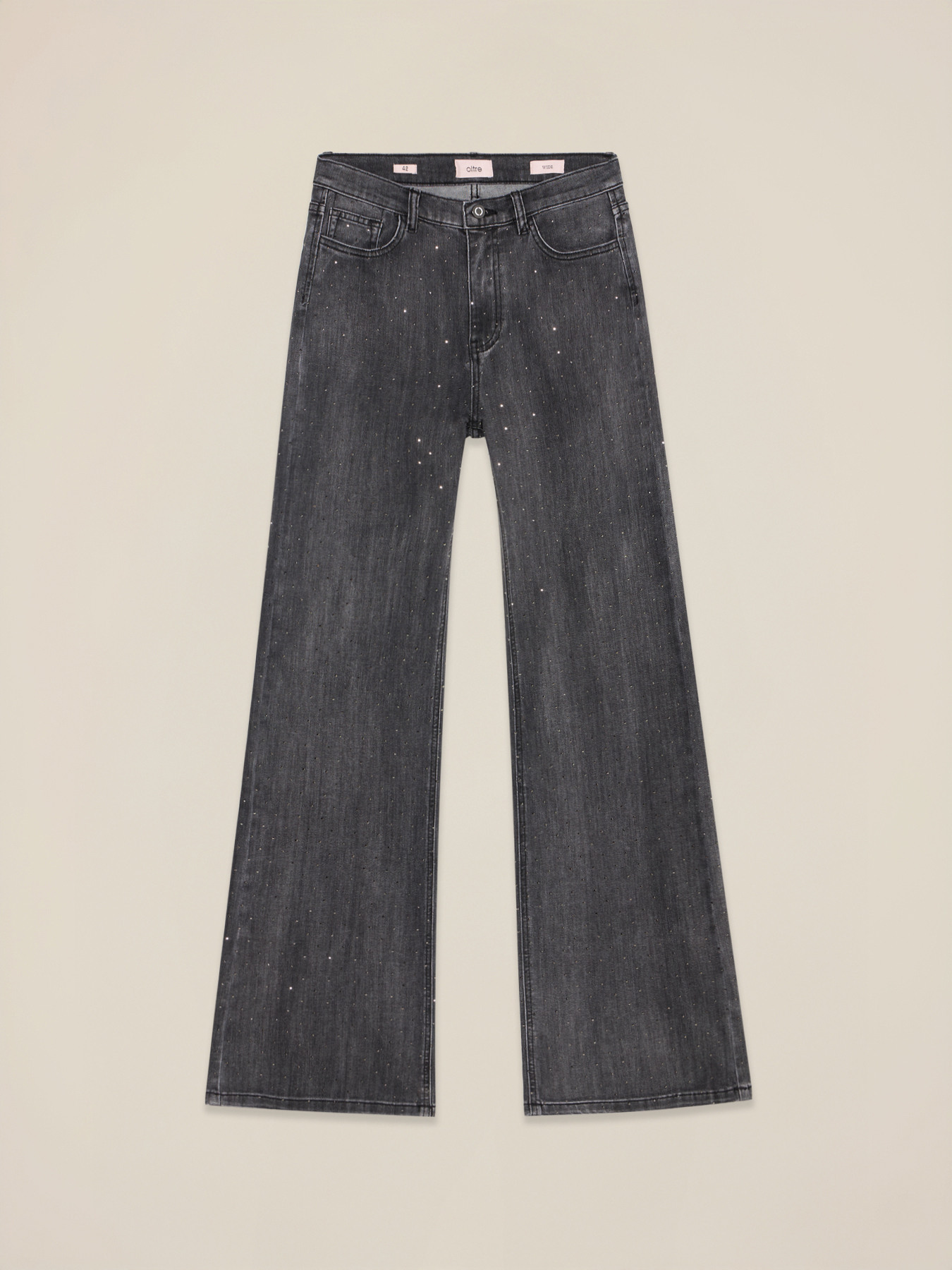 Graue Flare-Jeans mit Kristallen image number 0