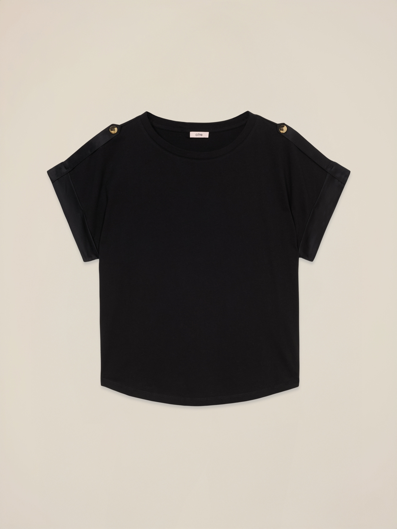 T-shirt in jersey con profili in raso image number 3