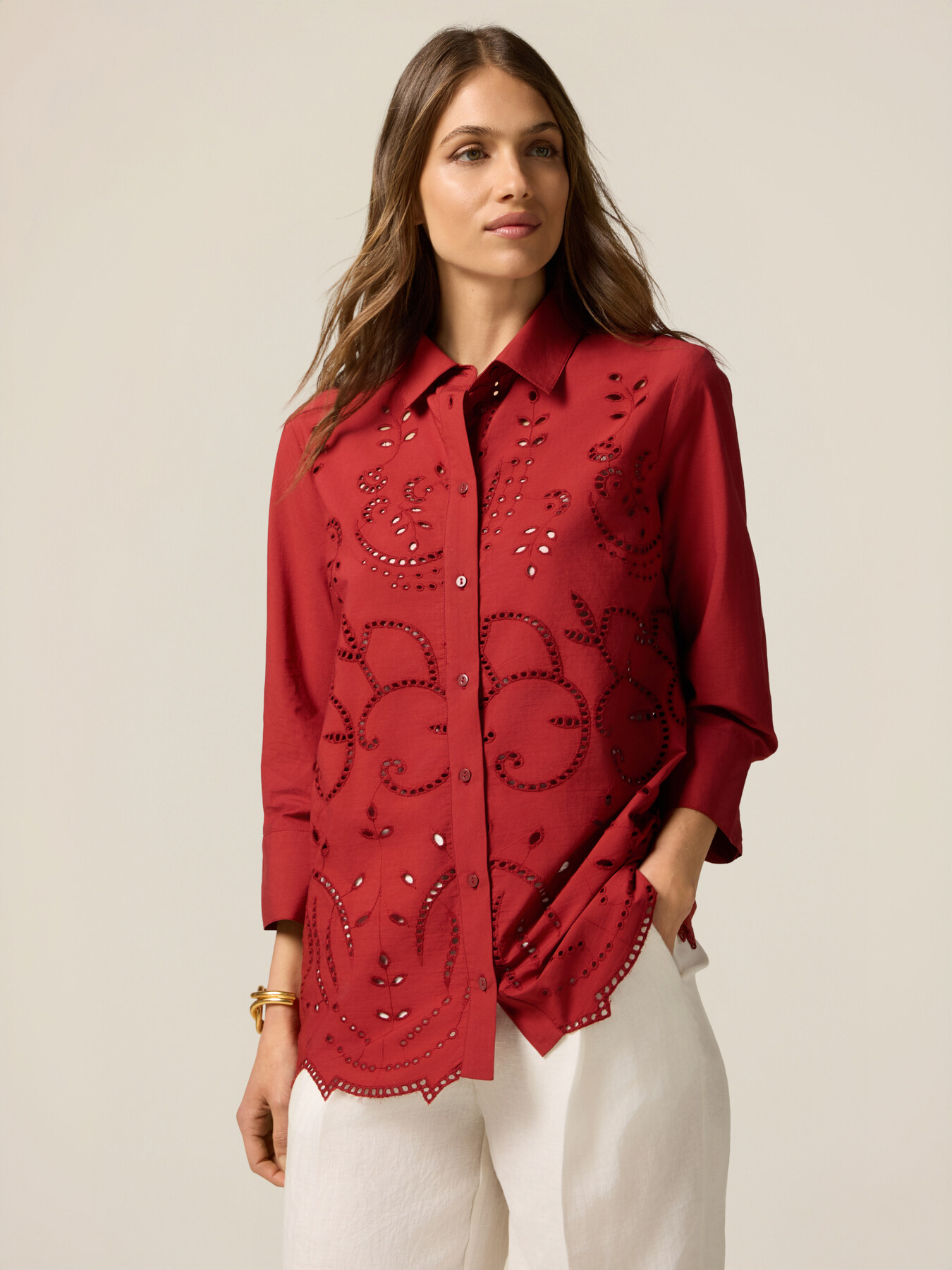 Camicia in pizzo sangallo image number 0