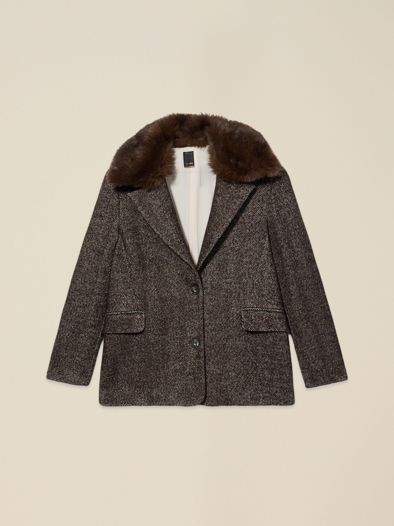 Manteau court en laine m&eacute;lang&eacute;e avec col amovible image number 3