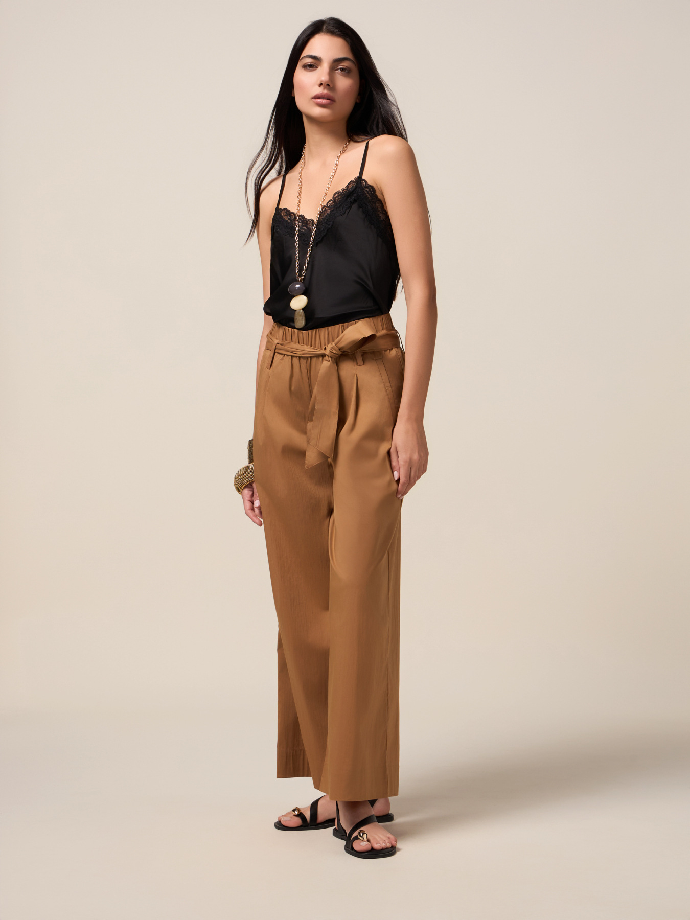 Cotton blend palazzo pants image number 0